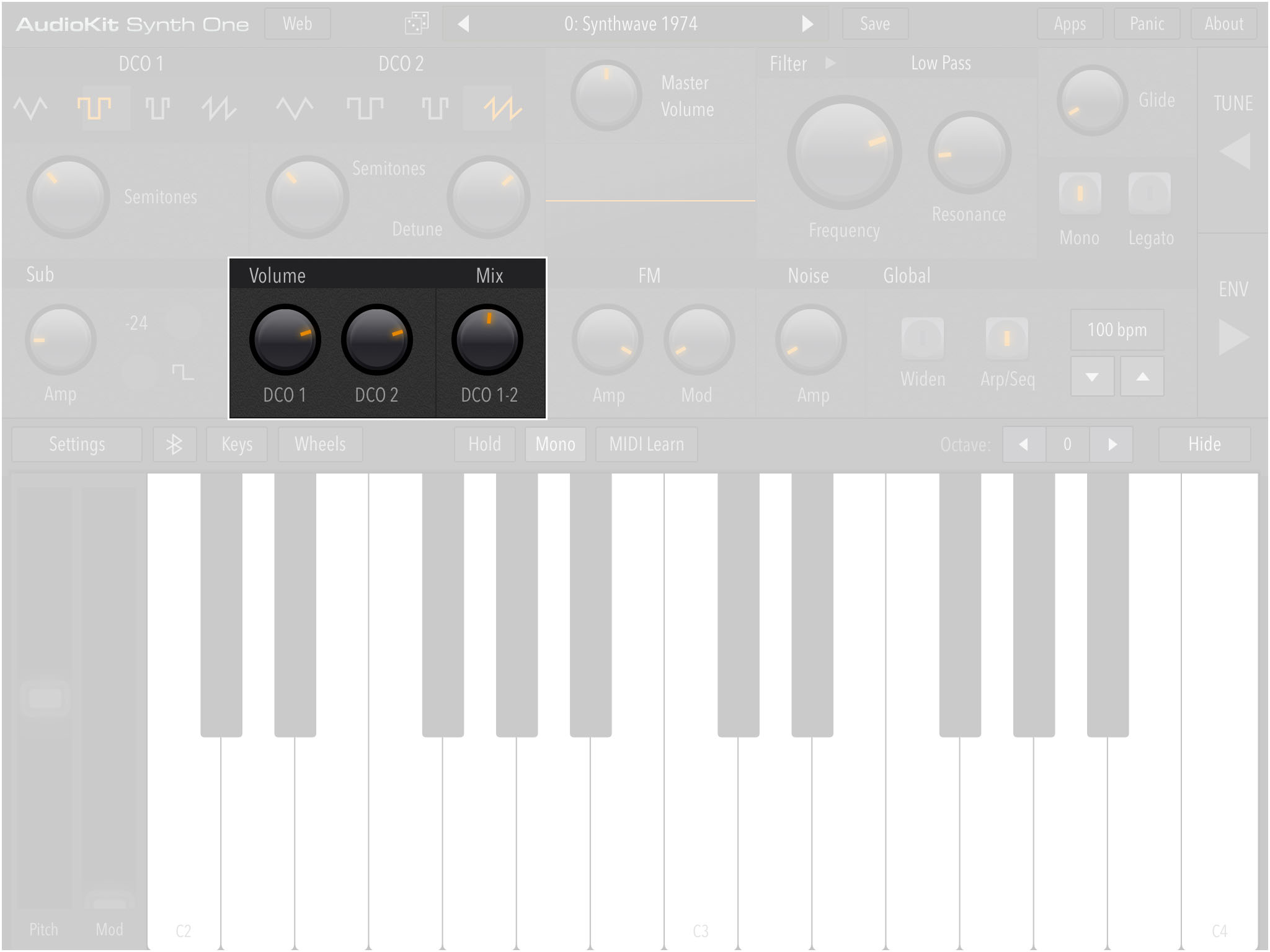 Main Panel: DCO Volume/Mix