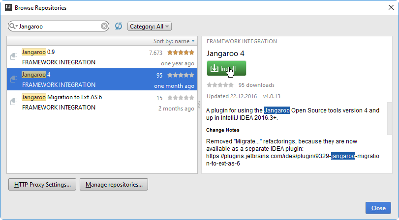 Installing the Jangaroo 4 plugin in IntelliJ IDEA 2016.3