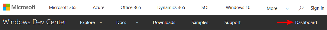 Windows Dev Center Dashboard