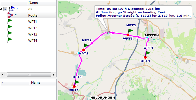 Route waypoints and junctions