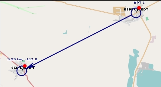 Distance between waypoints