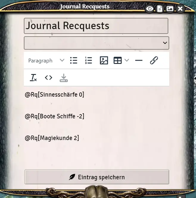 Journal Request Code