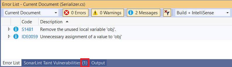 Number of remote taint vulnerabilities found in the current file