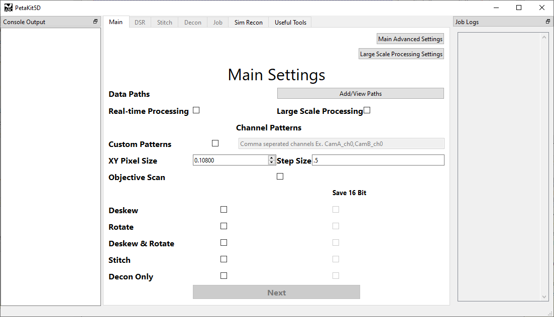 Main Settings