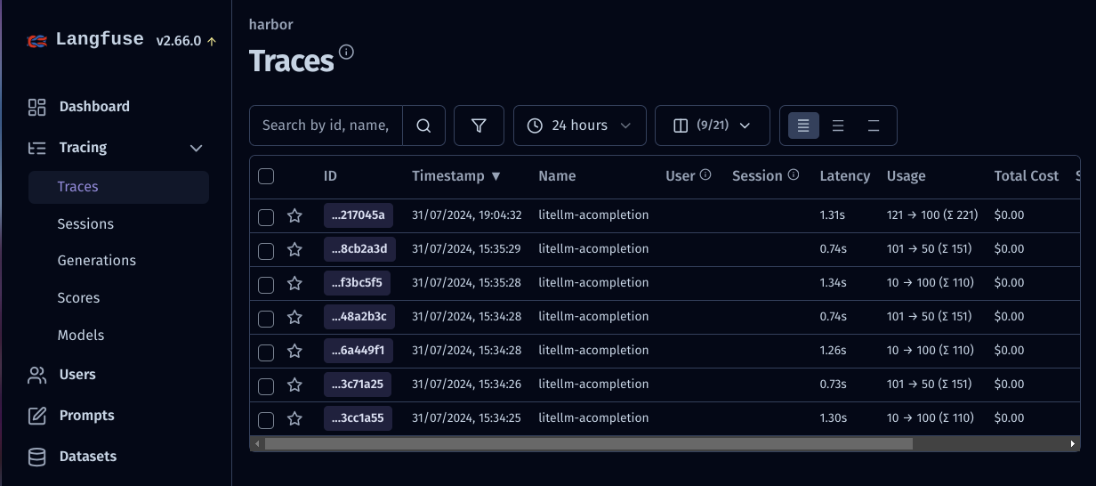 Langfuse screenshot