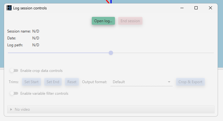 Log controls dialog screenshot