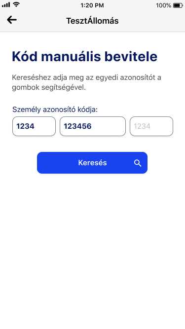 QR kód manuális bevitel