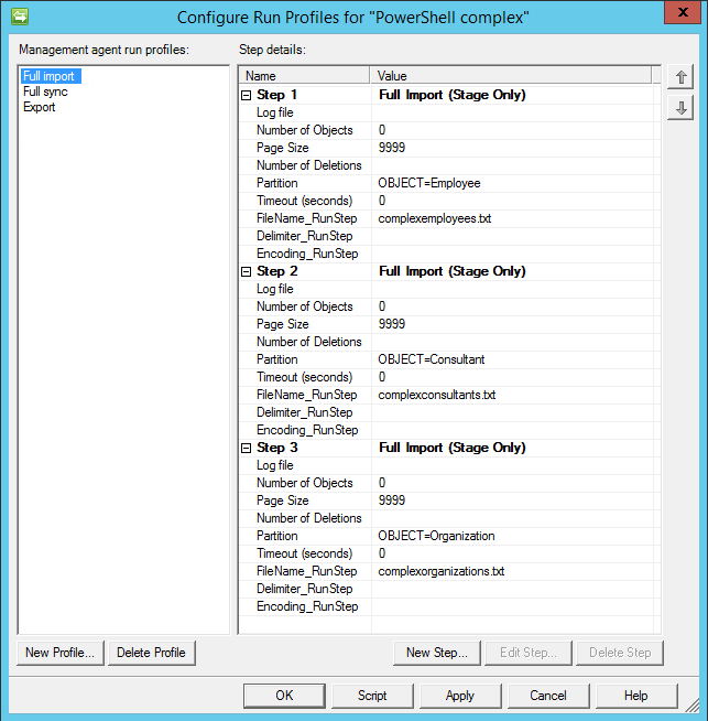 Configure Run Profiles for FlatFile PowerShell Connector