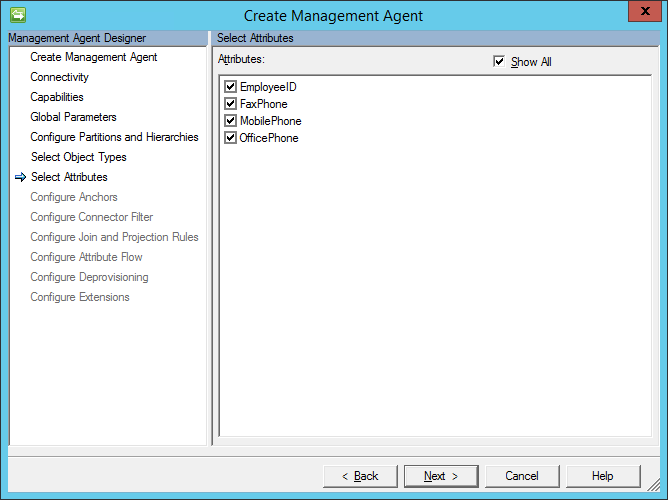 Select Attributes for FlatFile PowerShell Connector