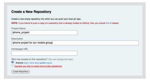 Figure 4-5. Création d'un nouveau dépôt sur GitHub