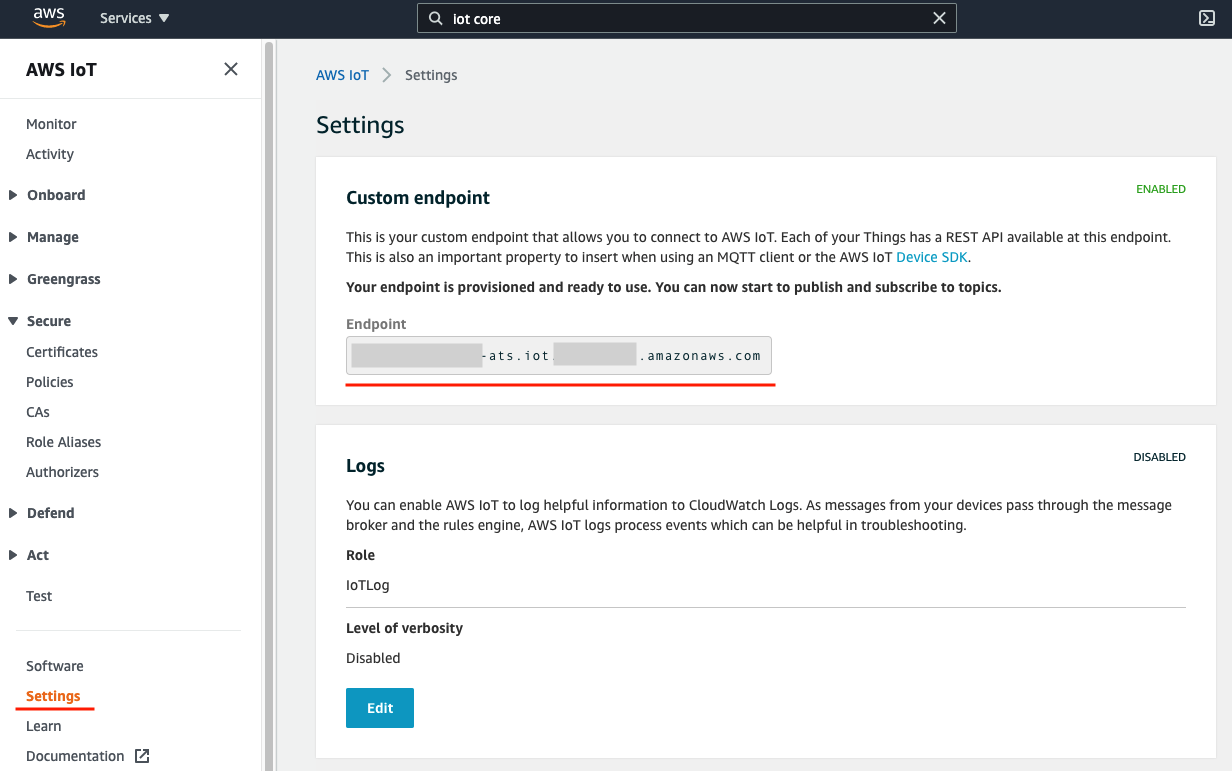 The MQTT endpoint